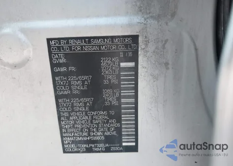 2017 Nissan Rogue S z USA, uszkodzony, nr VIN KNMAT2MV4HP516605